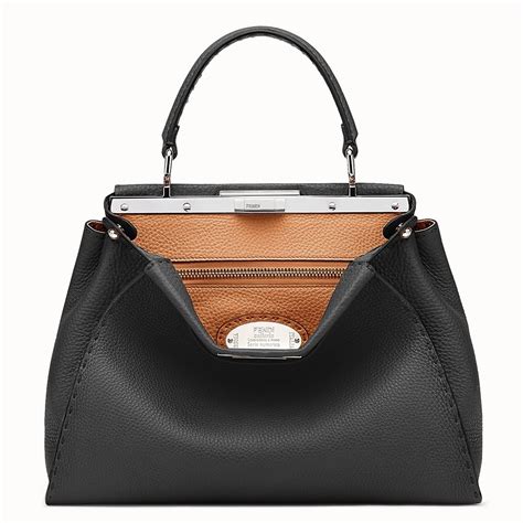 fendi selleria peekaboo black roman leather bag bugs 